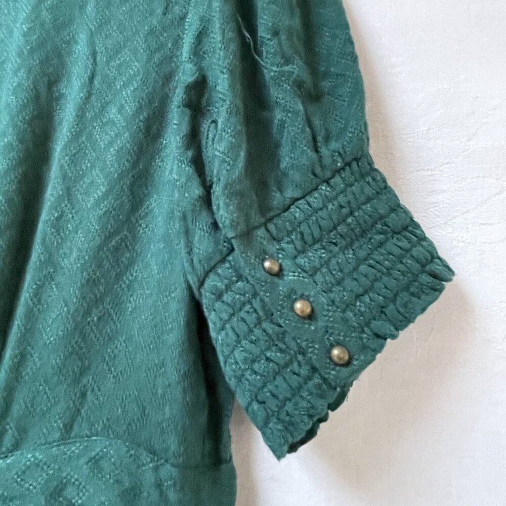 Anthropologie Maeve Faux Wrap Midi Dress Womens 6 Green Short Sleeve Modest Boho - Picture 9 of 16